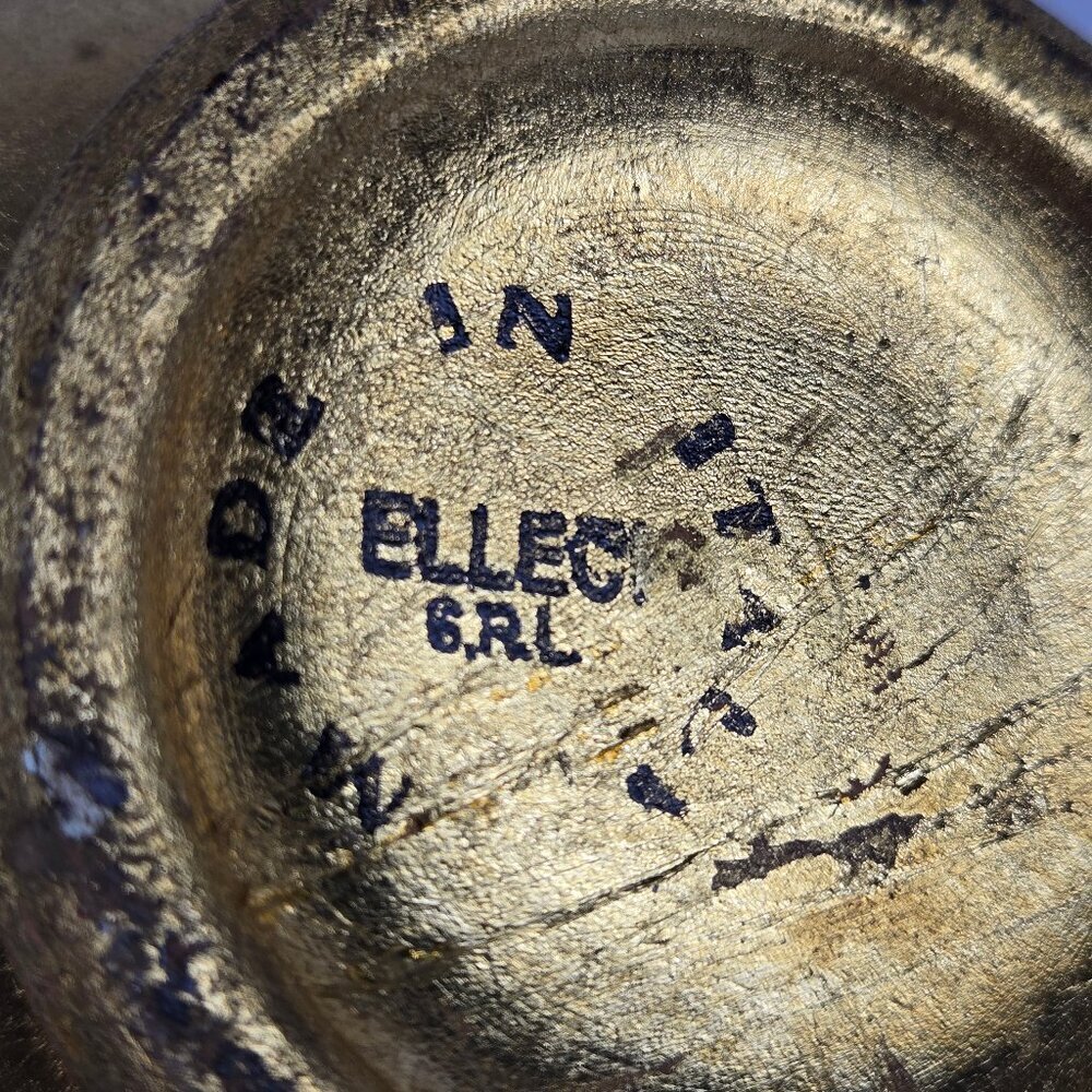 Ellec BRL Handmade Pottery Bowl Distressed Gold Glaze Made in Italy Vintage - Picture 8 of 10